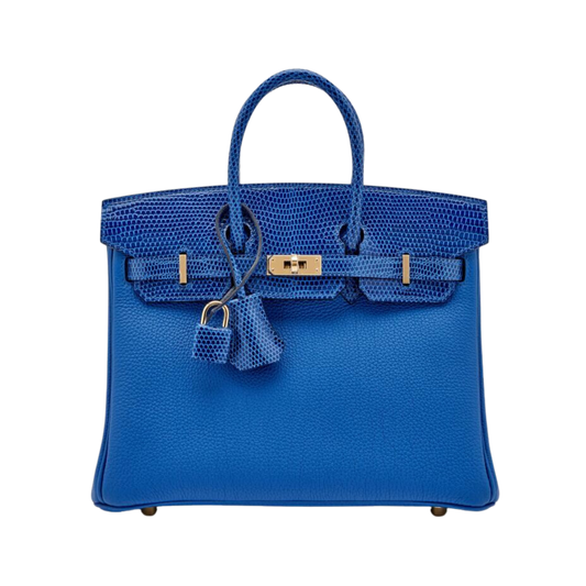 Hermes Birkin 25 Touch Bleu France Niloticus Lizard & Togo Leather