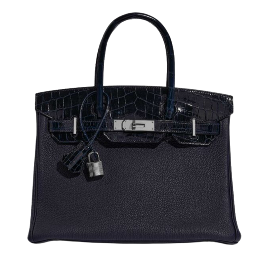 Hermes Birkin 30 Touch Bleu Baltique Niloticus Crocodile & Bleu Nuit Togo Leather