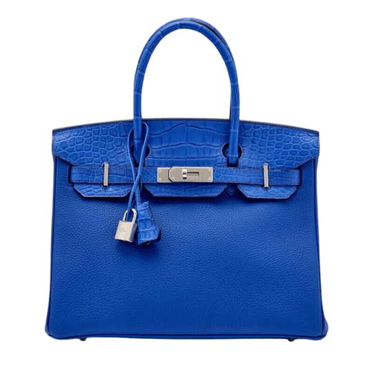 Hermes Birkin 30 Touch Bleu Royal Matte Alligator & Togo Leather