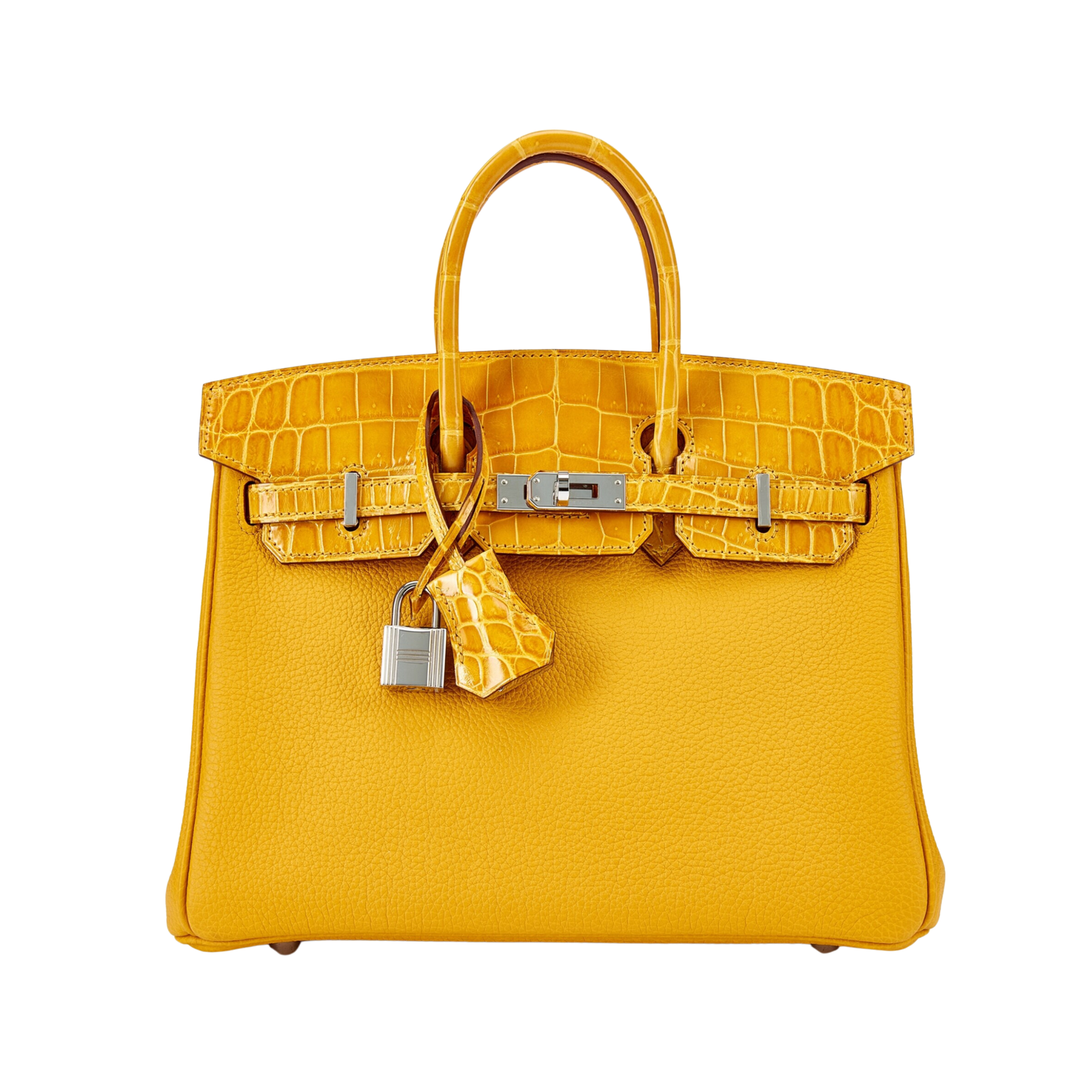 Hermes Birkin 25 Touch Jaune Ambre Niloticus Crocodile & Togo Leather