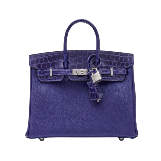 Hermes Birkin 25 Touch Bleu Encre Niloticus Crocodile & Togo Leather