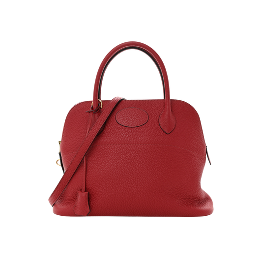 Hermes Bolide 31 Rouge Grenat Clemence Leather