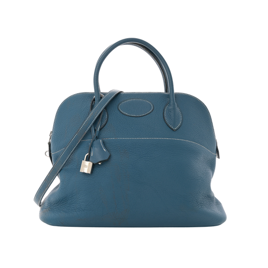 Hermes Bolide 35 Bleu Agate Clemence Leather