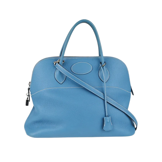Hermes Bolide 35 Bleu Jean Clemence Leather