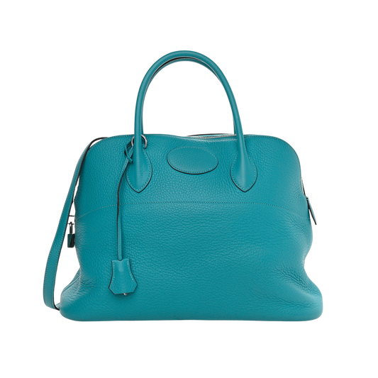 Hermes Bolide 35 Turquoise Clemence Leather