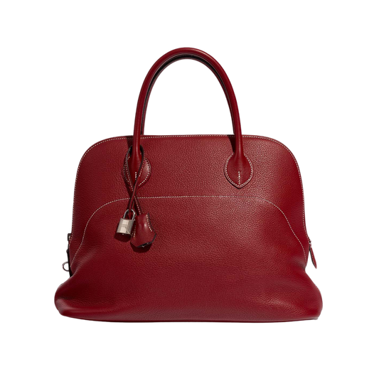 Hermes Bolide 35 Rouge Grenat Clemence Leather