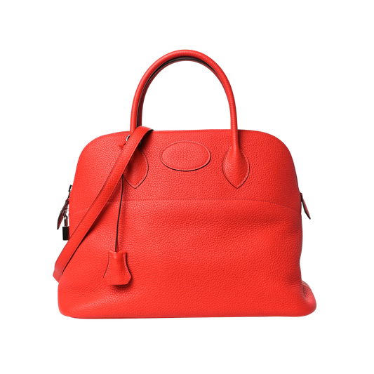 Hermes Bolide 35 Rouge Pivoine Clemence Leather