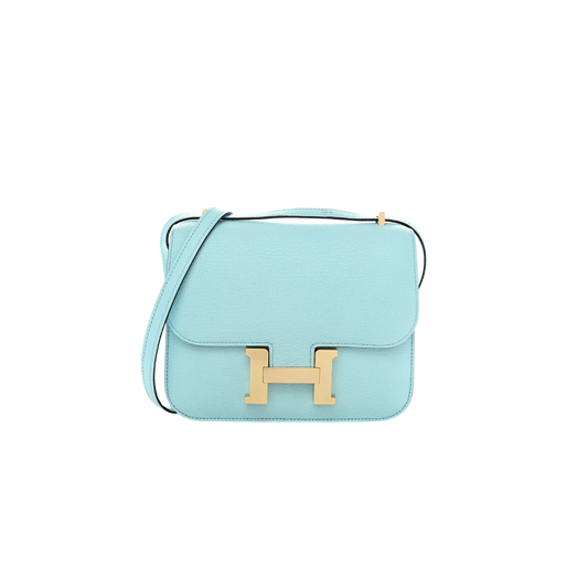 Hermes Constance 18 Bleu Zephyr Chevre Mysore Leather
