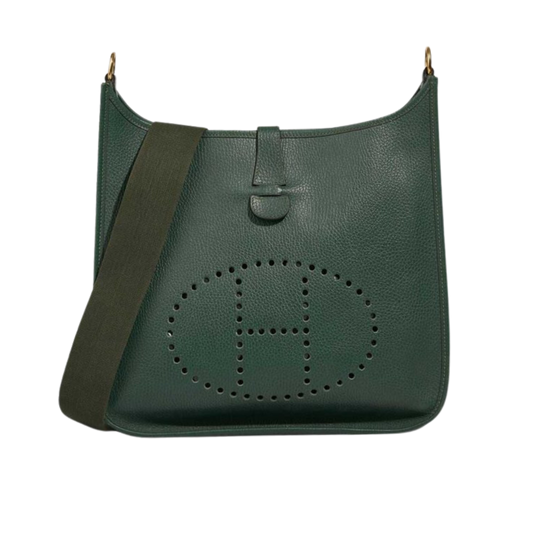 Hermes Evelyne GM Vert Anglais Clemence Leather