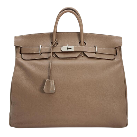 Hermes Birkin 50 HAC Haut à Courroies Etoupe Clemence Leather