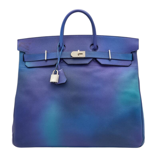 Hermes Birkin 50 HAC Haut à Courroies Bleu Nuit & Violet Clemence Clemence Leather