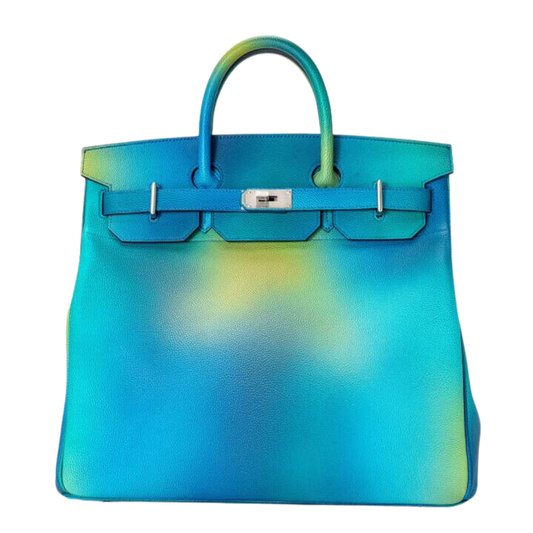 Hermes Birkin 40 HAC Haut à Courroies Bleu Nuit & Jaune De Naples Togo Leather