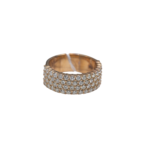10k Yellow Gold 4 Row Half Pave Ring - Rounds - 9.4 grams - 2.47 cts - Size: 9