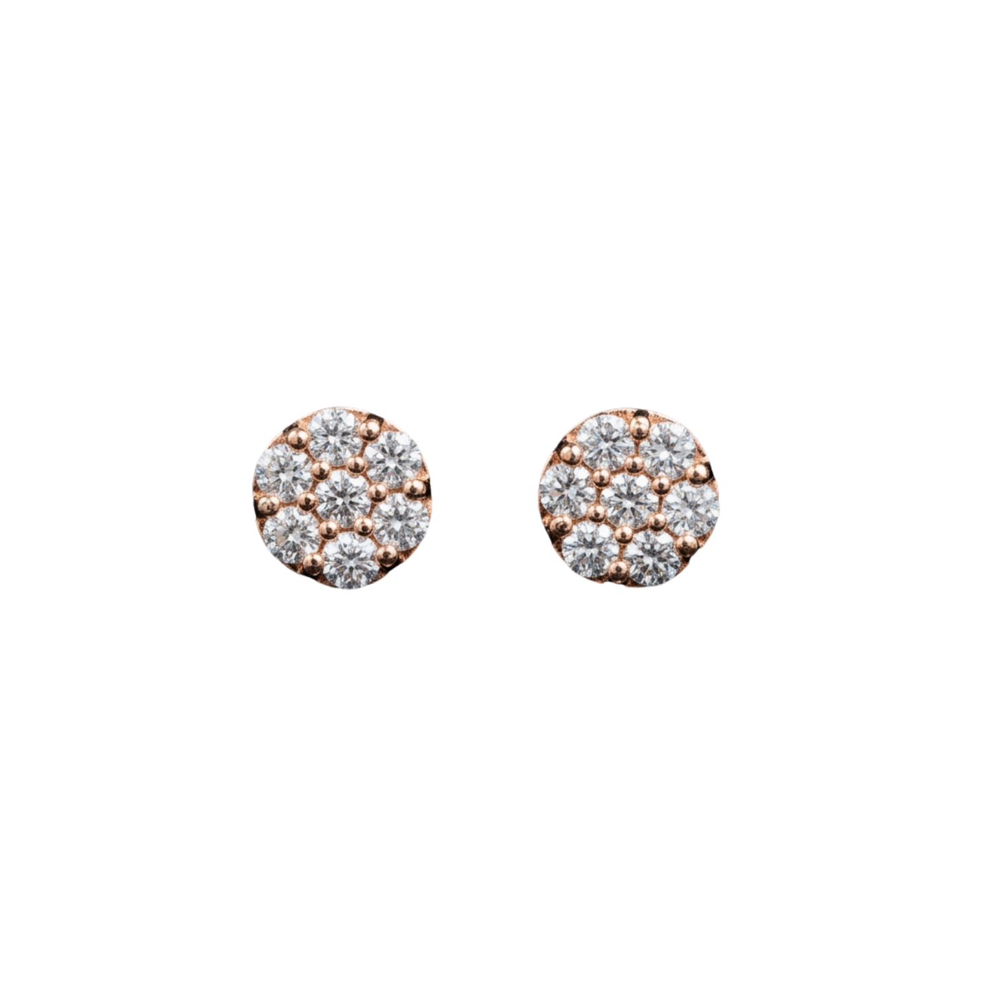 10k Rose Gold Cluster Round Diamond Earrings - 2.08 grams - 0.99 cts
