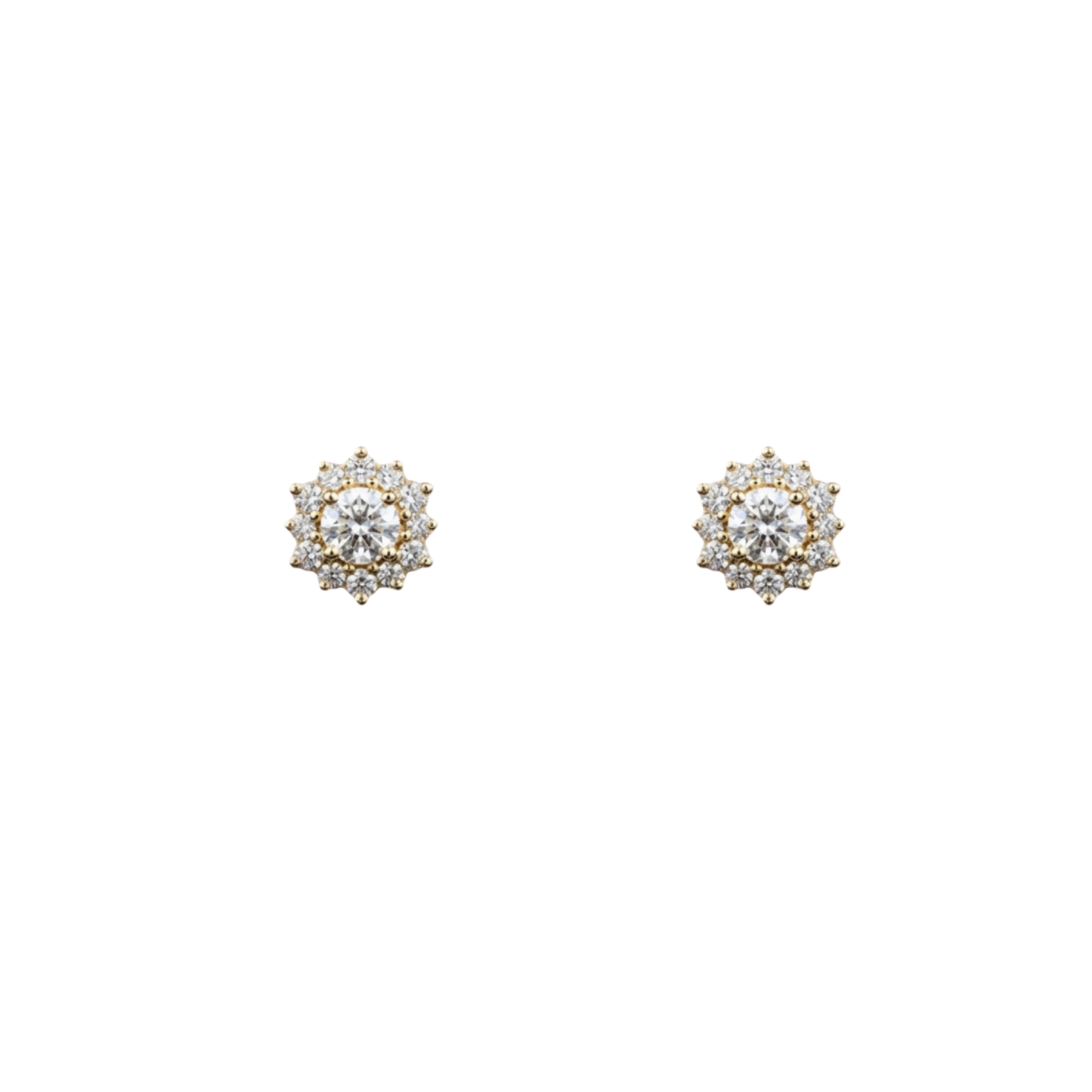 10k Yellow Gold Cluster Round Diamond Earrings - 1.23 grams - 0.33 cts