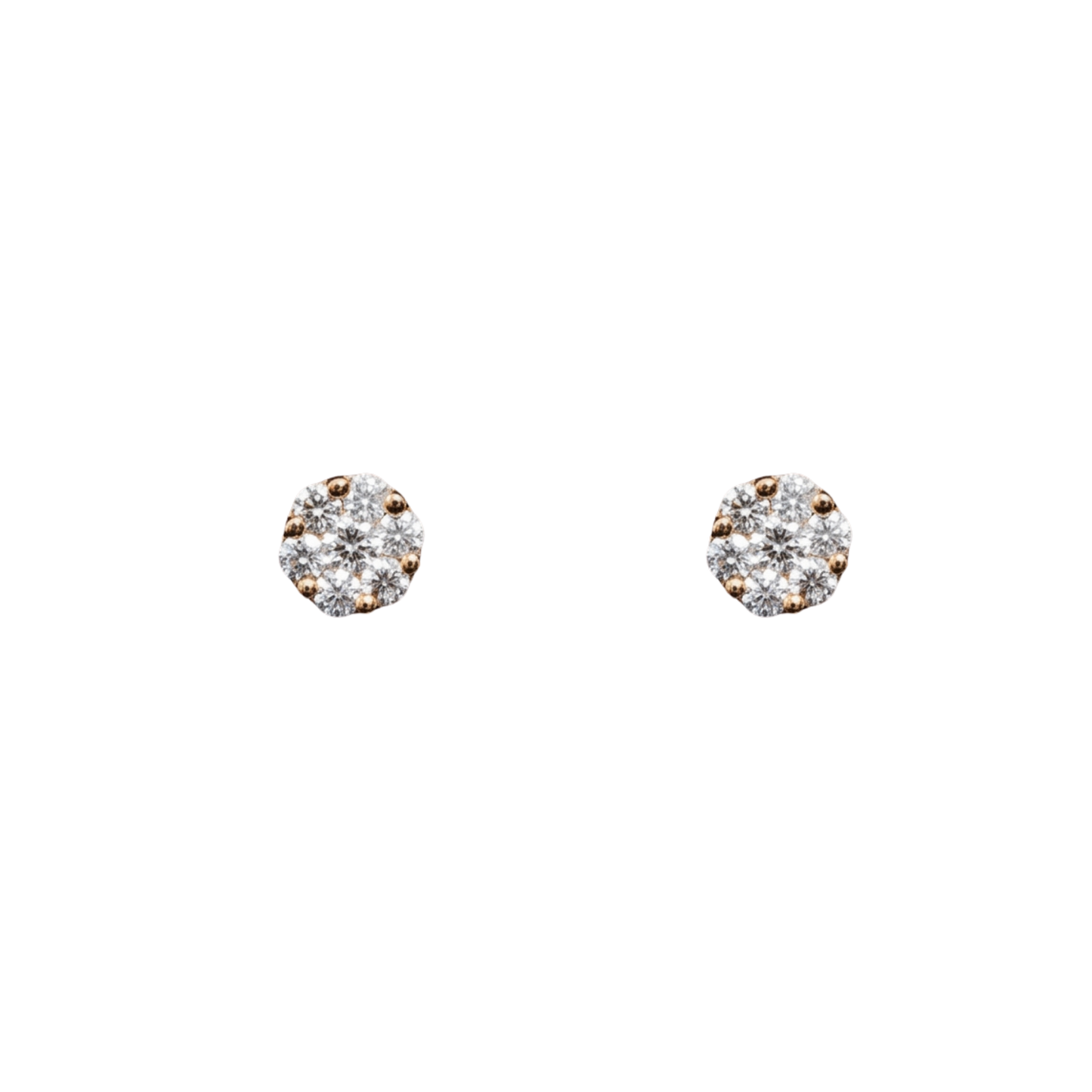 10k Rose Gold Cluster Round Diamond Earrings - 2.1 grams - 0.97 cts