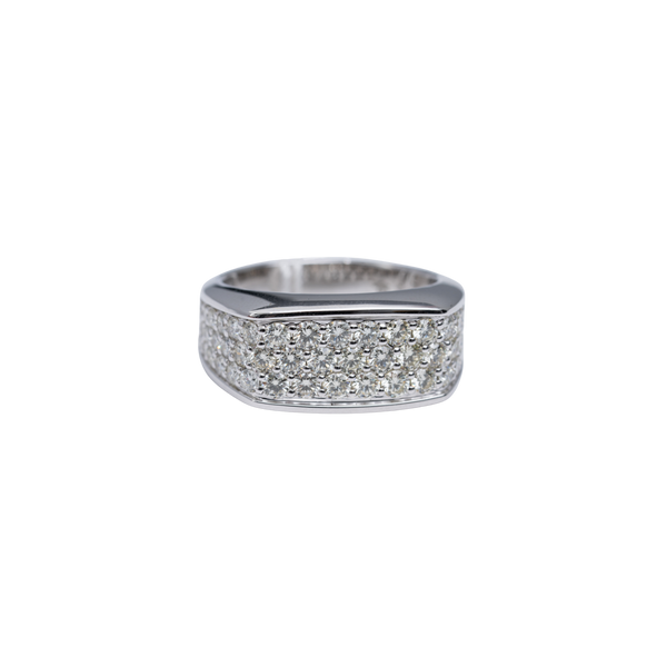 10k White Gold 3 Row Half Pave Ring - Round Dias - 8.2 grams - 2.04 cts - size: 9