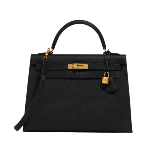 Hermes Kelly 32 Noir Epsom Leather