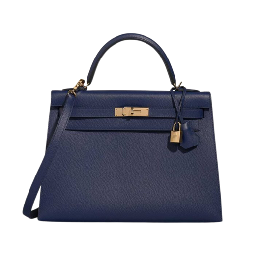 Hermes Kelly 32 Bleu Saphir Epsom Leather