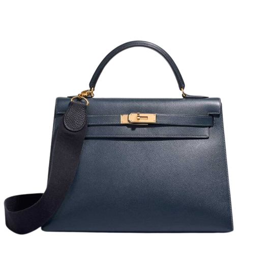 Hermes Kelly 32 Bleu Marine Epsom Leather
