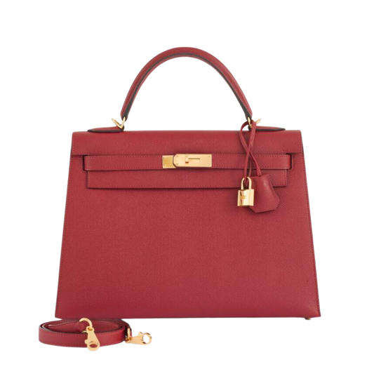 Hermes Kelly 32 Rouge Grenat Epsom Leather