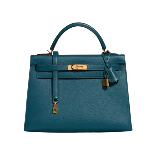 Hermes Kelly 32 Vert Bosphore Epsom Leather