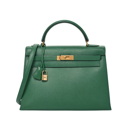 Hermes Kelly 32 Vert Bengale Epsom Leather
