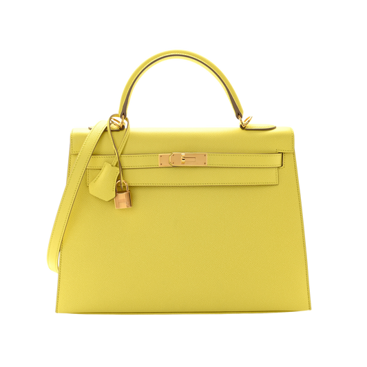 Hermes Kelly 32 Lime Epsom Leather