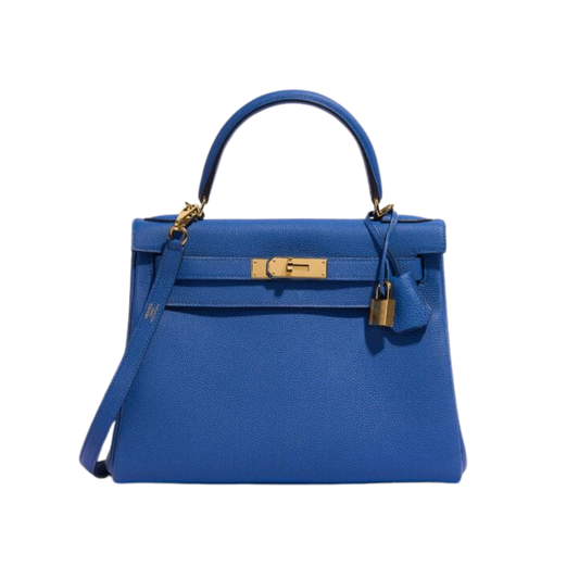 Hermes Kelly 28 Bleu de France Togo Leather