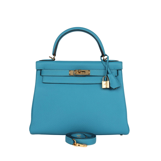 Hermes Kelly 28 Turquoise Togo Leather