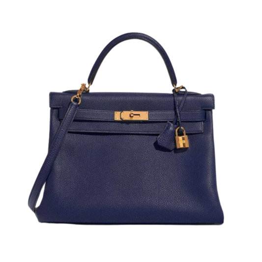 Hermes Kelly 32 Bleu Encre Togo Leather