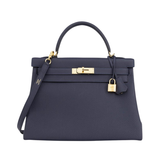 Hermes Kelly 32 Bleu Nuit Togo Leather