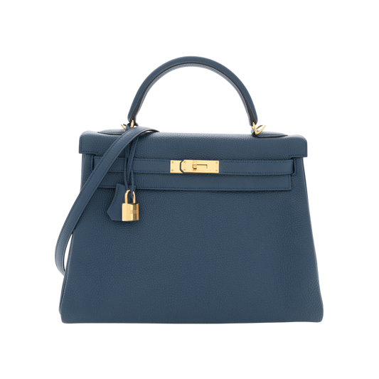 Hermes Kelly 32 Bleu Saphir Togo Leather
