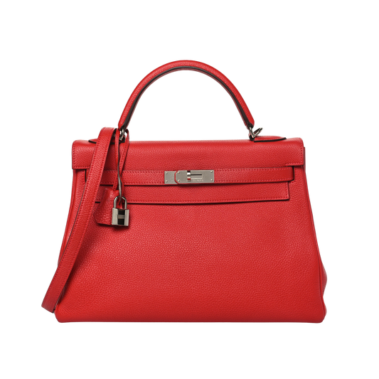 Hermes Kelly 32 Rouge Tomate Togo Leather