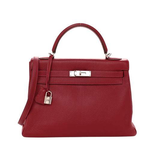 Hermes Kelly 32 Rouge Vif Togo Leather