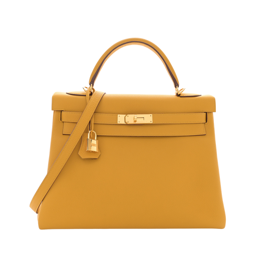 Hermes Kelly 32 Jaune Ambre Togo Leather