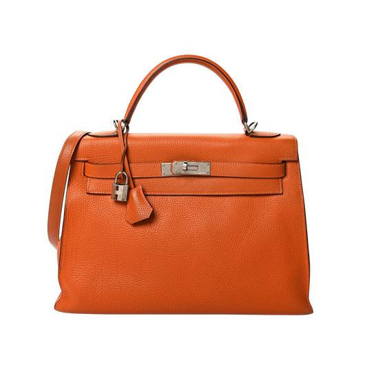 Hermes Kelly 32 Potiron Clemence Leather