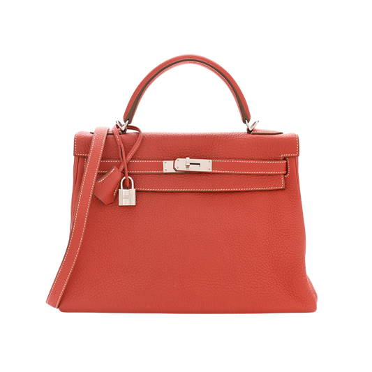 Hermes Kelly 32 Sanguine Clemence Leather