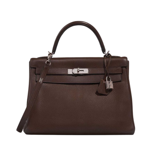 Hermes Kelly 32 Cacao Clemence Leather