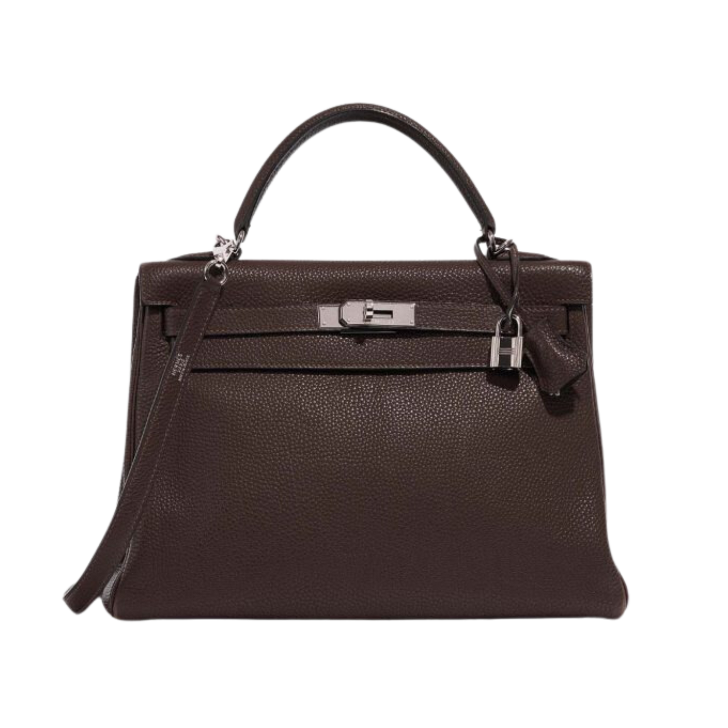 Hermes Kelly 32 Chocolat Clemence Leather