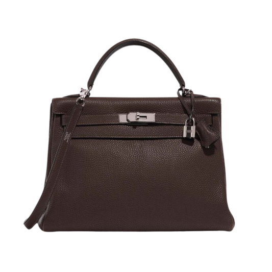 Hermes Kelly 32 Chocolat Clemence Leather