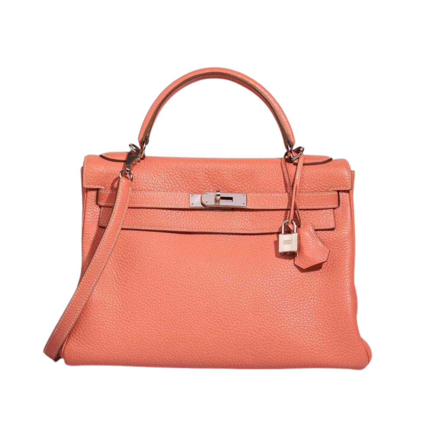 Hermes Kelly 32 Rose Tea Clemence Leather