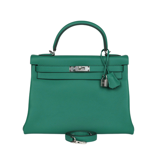 Hermes Kelly 32 Vert Vertigo Clemence Leather