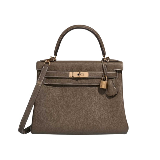 Hermes Kelly 28 Etoupe Clemence Leather