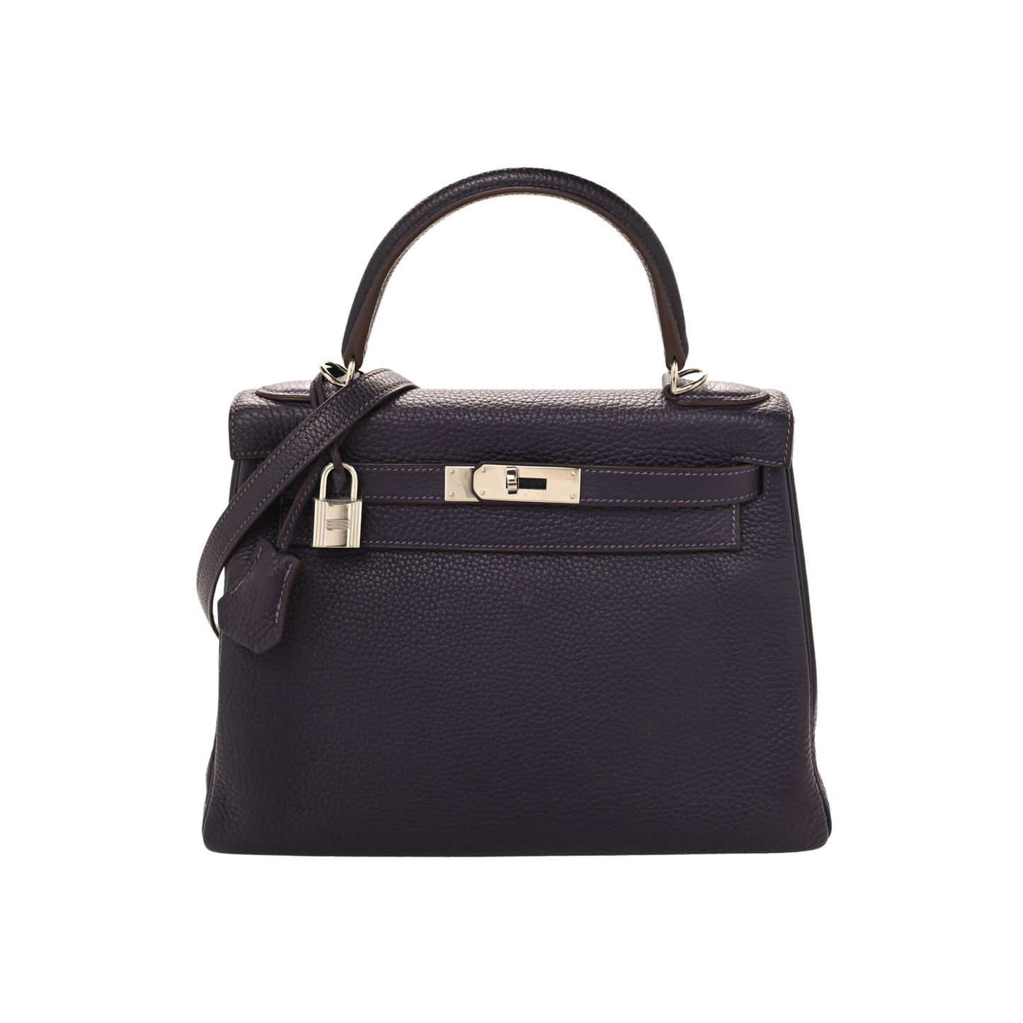 Hermes Kelly 28 Raisin Clemence Leather