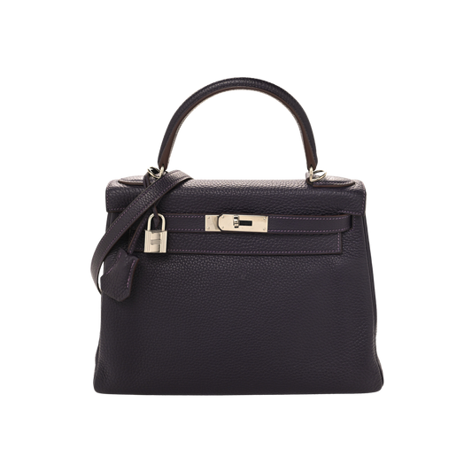 Hermes Kelly 28 Raisin Clemence Leather