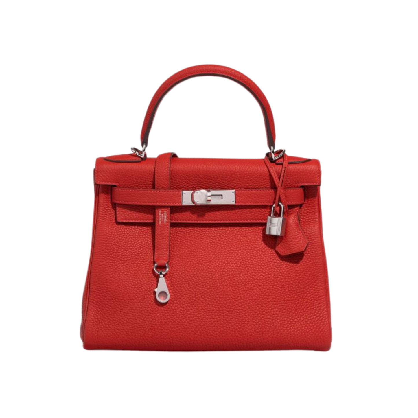Hermes Kelly 28 Rouge Vermillon Clemence Leather