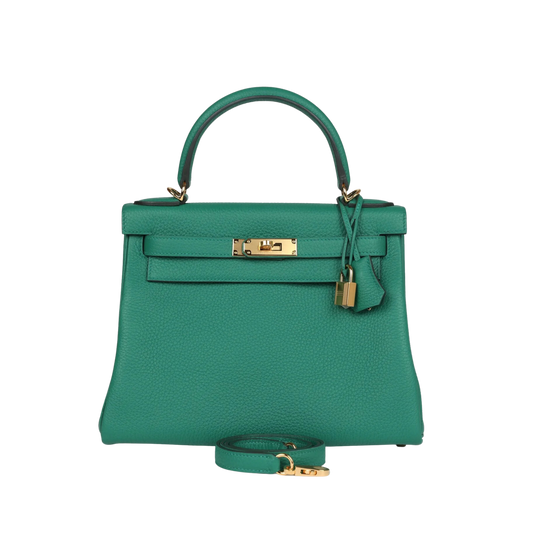 Hermes Kelly 28 Vert Vertigo Clemence Leather