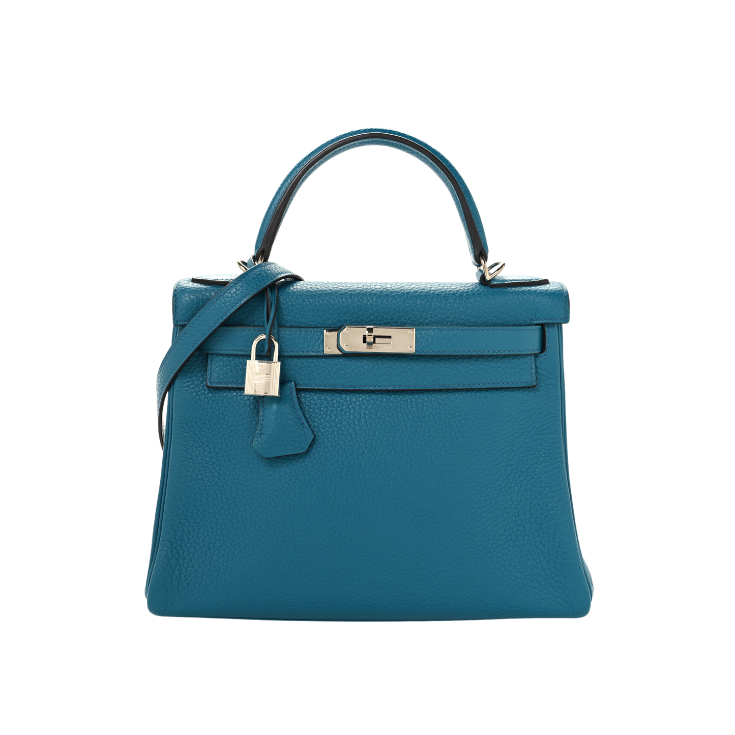 Hermes Kelly 28 Bleu Izmir Clemence Leather