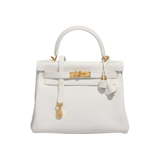Hermes Kelly 28 White Clemence Leather